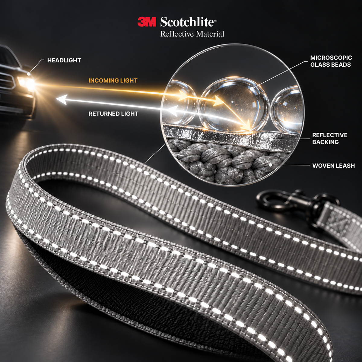 NightSight™ Ultra-Reflective Dog Leash